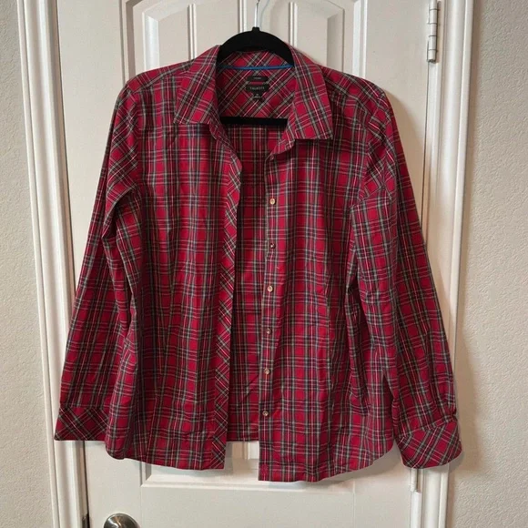 Talbots Red Plaid Button-Down Shirt - Picture 2 of 5